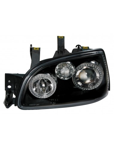 COPPIA FARO ANTERIORE PROIETTORE ANGEL -EYES RENAULT CLIO II 96- in poi 98, NERO 09842 LAMPA