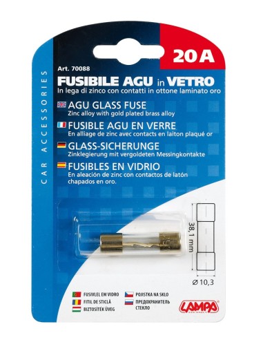 FUSIBILE AGU IN VETRO 20AMP.