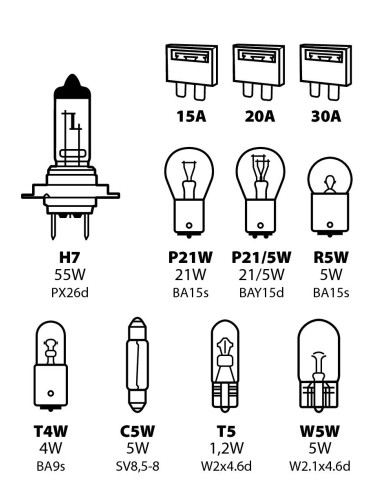 KIT H7 8 LAMPADE + 3 FUSIBILI