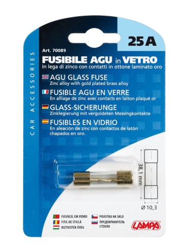 FUSIBILE AGU IN VETRO 25AMP.