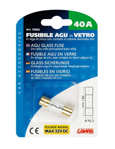 FUSIBILE AGU IN VETRO 40AMP.