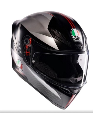 CASCO K1 S E2206 LAP MATT BLACK/GREY/RED TG.M AGV